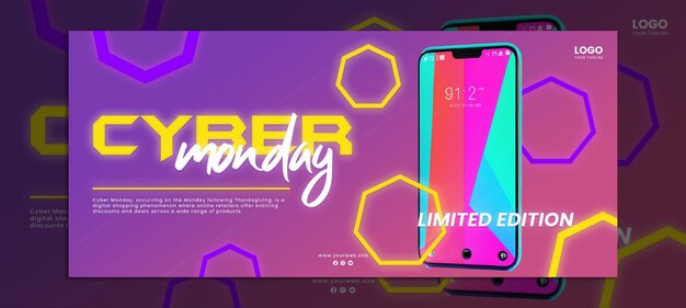 PSD banner de promoção das vendas da cyber monday