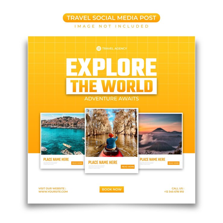 PSD banner de promoção de agente de viagens para o modelo de postagem do instagram