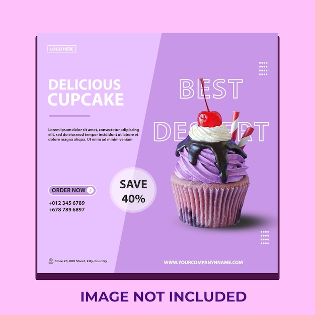Banner de promoção de vendas de bolos nas redes sociais