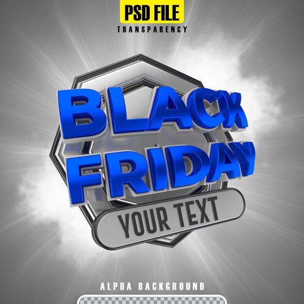 PSD banner de renderização 3d black friday