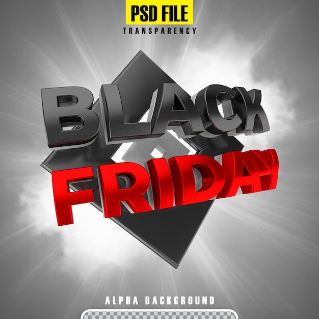 PSD banner de renderização 3d black friday