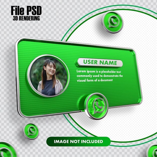 PSD banner de renderização 3d de perfil whatapp