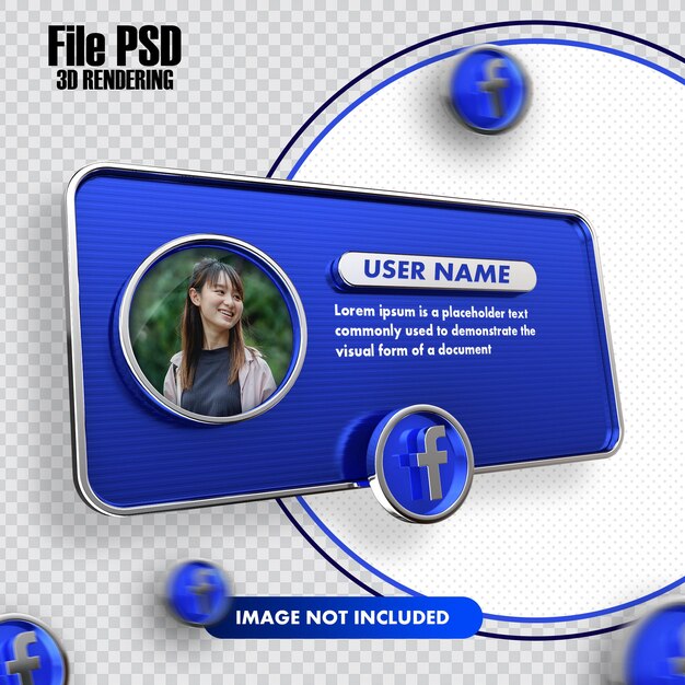 PSD banner de renderização 3d do perfil do facebook