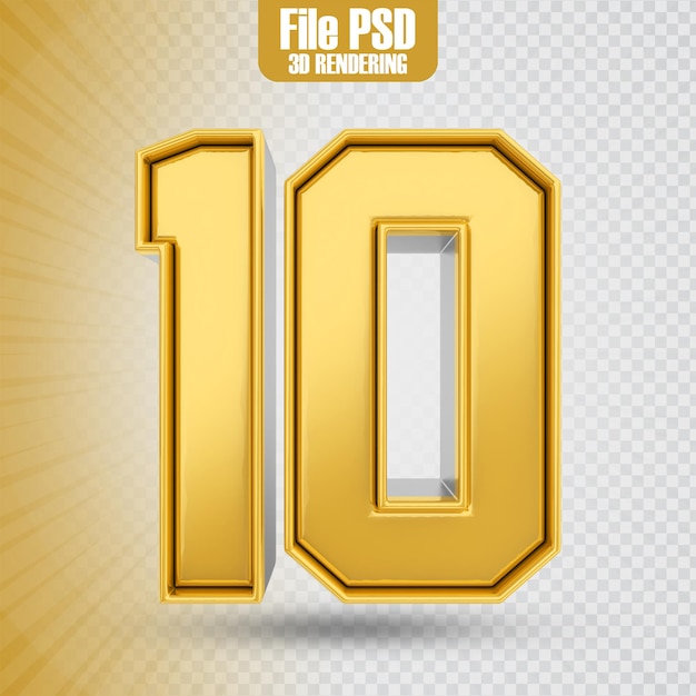 PSD banner de renderização 3d text 10 gold