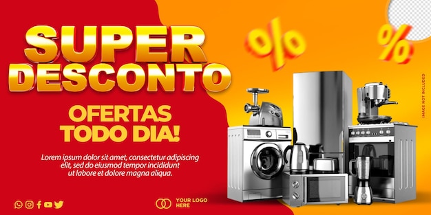 PSD banner de super desconto para campanhas publicitárias