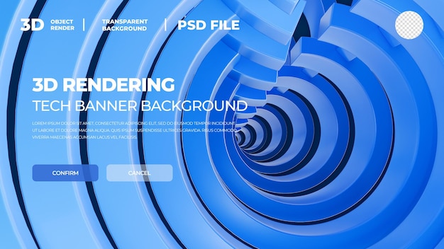 Banner de tecnologia de renderização 3D elemento azul psd