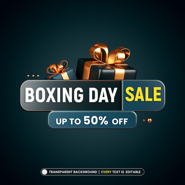 Banner de venda de boxing day com efeito de texto editável