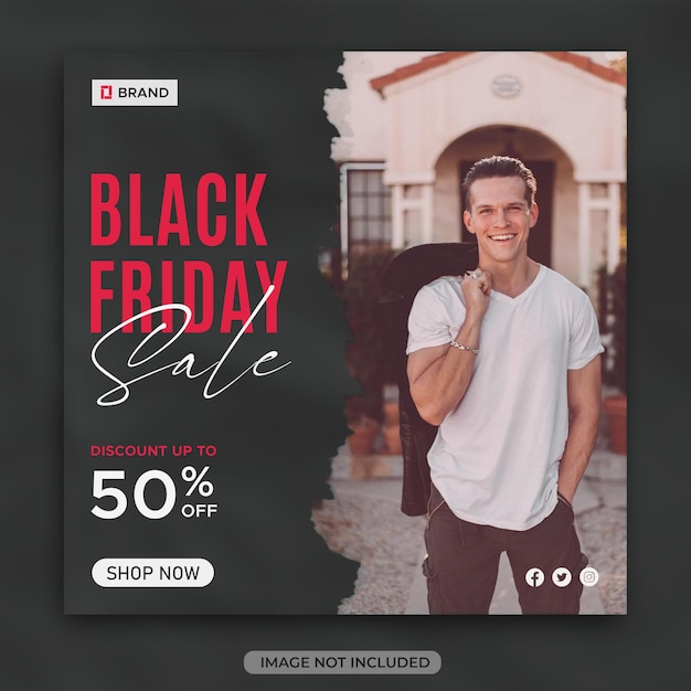 PSD banner de venda de compras da black friday ou design de modelo de mídia social