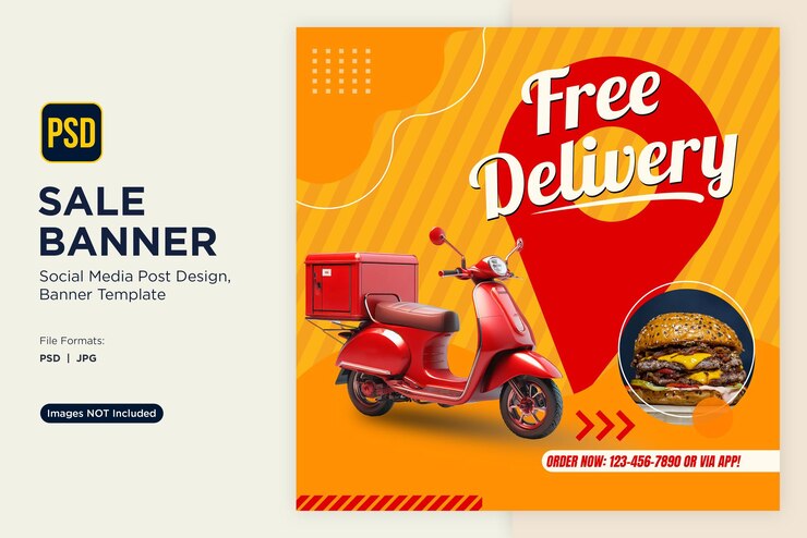 Banner de venda de entrega gratuita
