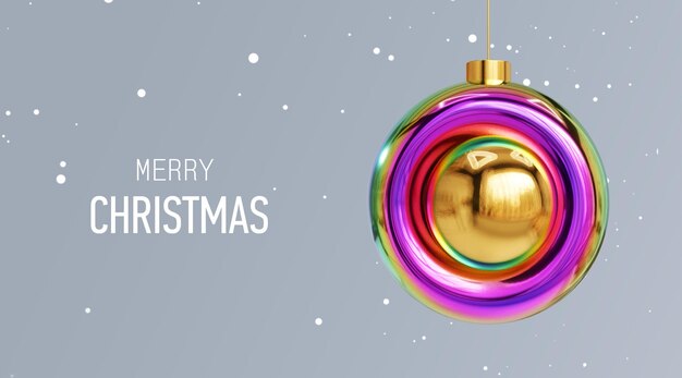 Banner de venda de guirlanda de design de renderização 3D de bola de Natal