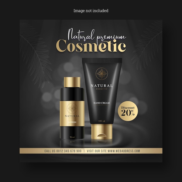 Banner de venda de maquiagem para cosméticos e produtos de beleza para mídias sociais e postagem no instagram