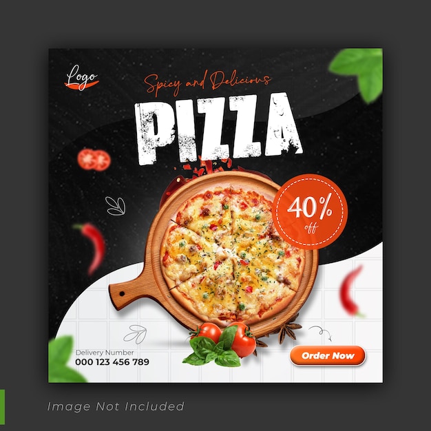 Banner de venda de promoção de mídia social de pizza food