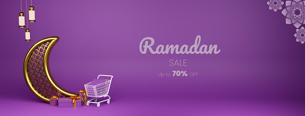 PSD banner de venda do ramadã 3d illustrato