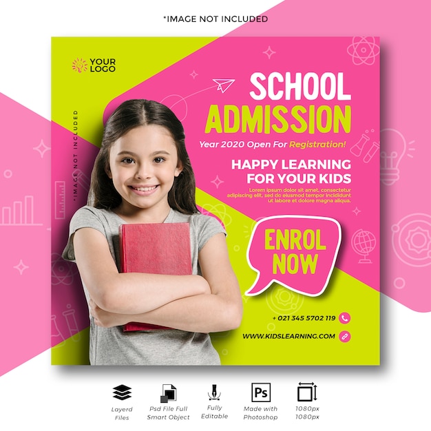 PSD banner de venda educaitonal linda para marketing de mídia digital.