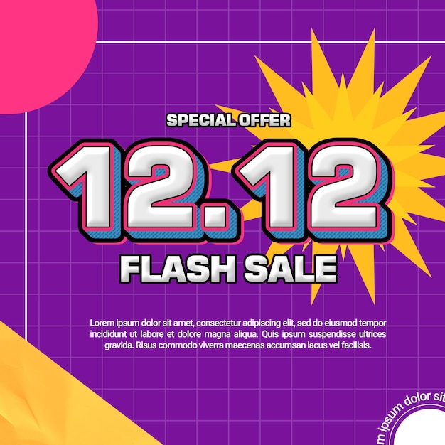 Banner de venda Flash 1212 com estilo retro