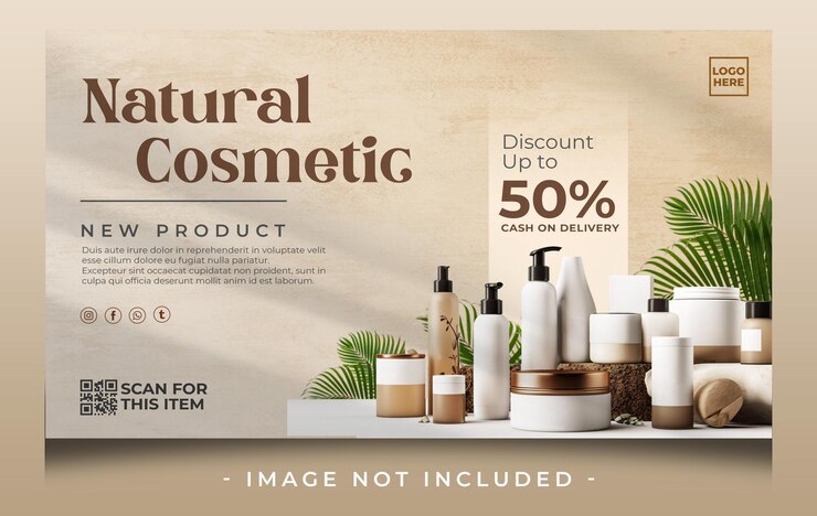 PSD banner de web cosmático natural lanscape