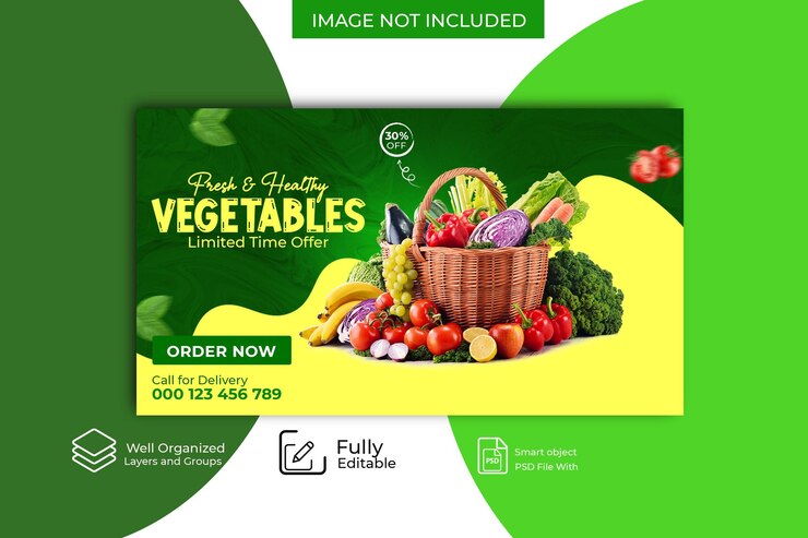Banner de web vegetal de comida saudável