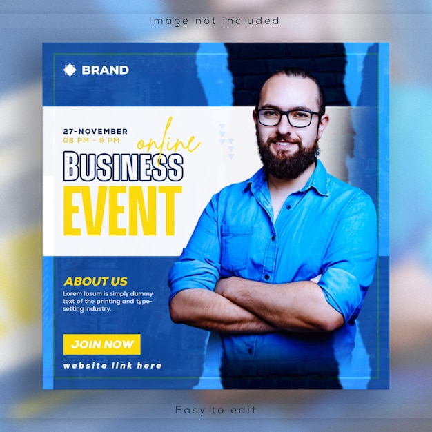 Banner de webinar ao vivo para postagem de mídia social de negócios de marketing digital ou modelo do facebook instagram