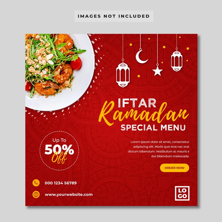 PSD banner dei social media del menu speciale iftar ramadan