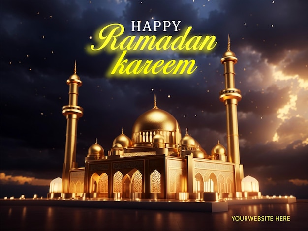 Banner del Ramadan con la foto di una bellissima moschea