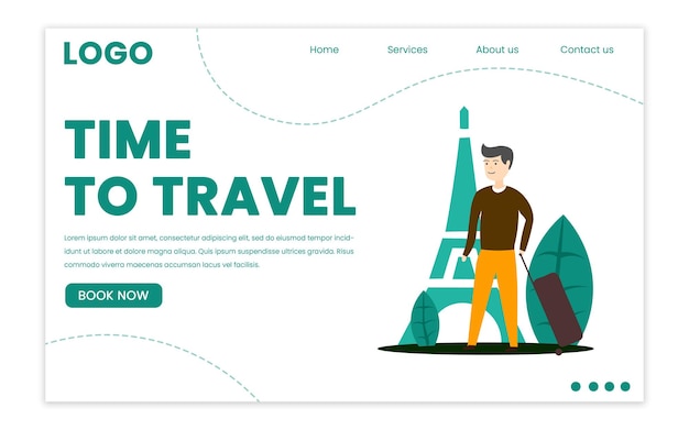 Banner della pagina di destinazione con illustrazione di viaggio