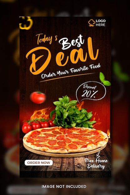 Banner de descuento de comida de pizza