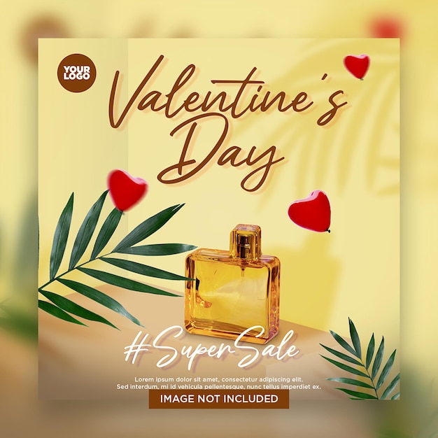 Banner de descuento supersale del día de san valentín