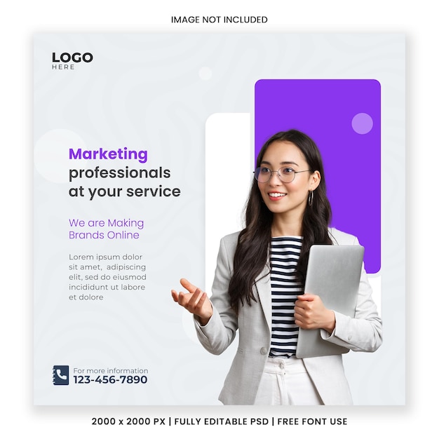 Banner di agenzia di marketing digitale e social media aziendali o modello di post Instagram