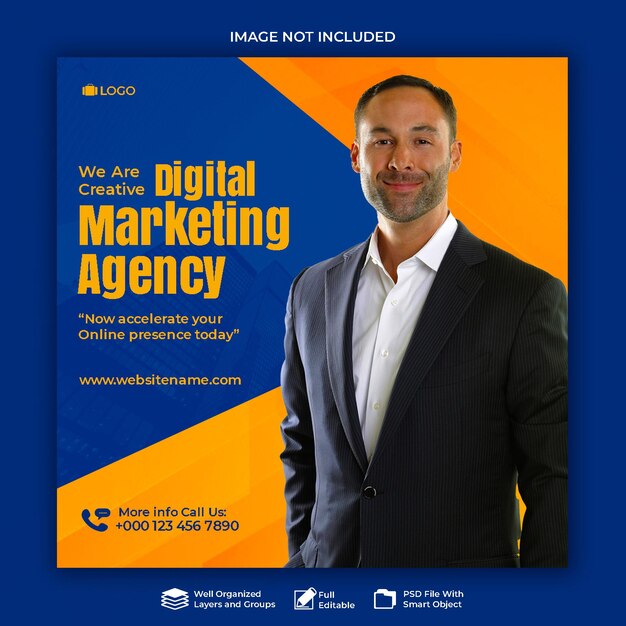 Banner di agenzia di marketing digitale e social media aziendali o modello di post Instagram