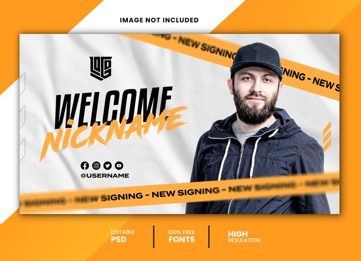 PSD banner di benvenuto sui social media di benvenuto ai nuovi giocatori