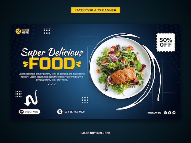 Banner di cibo Ramadan o design di copertina con uno sconto modificabile