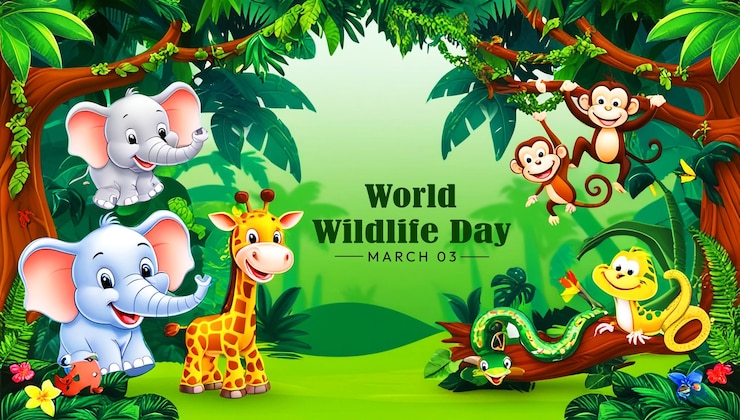 PSD banner di design ecologico per la giornata mondiale della fauna selvatica