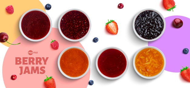 Banner di marmellate di bacche e frutta