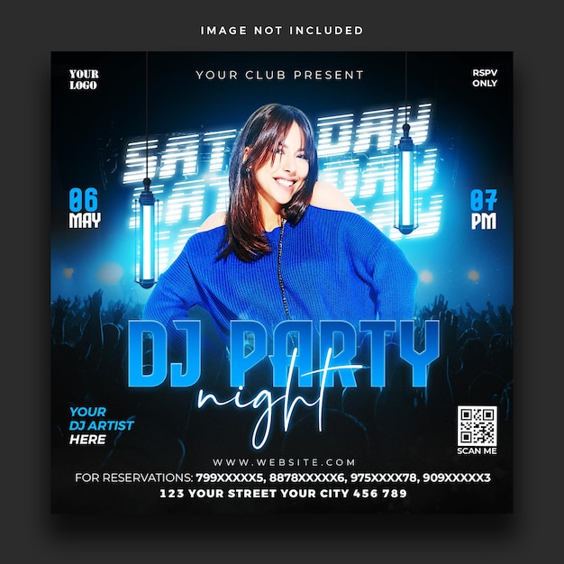 Banner di musica da night club PSD per modello di social media