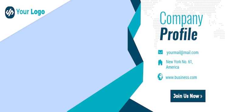 PSD banner di profilo con logo informazioni di contatto dell'azienda e pulsante unisciti a noi ora