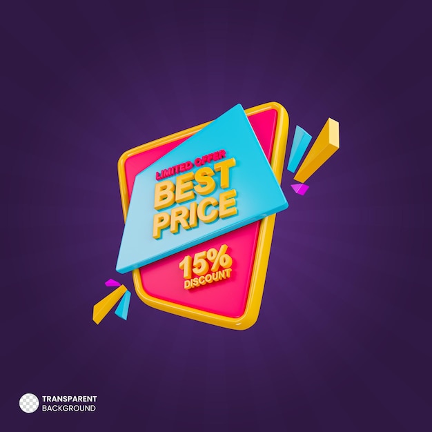 Banner di promozione 3d di vendita al miglior prezzo