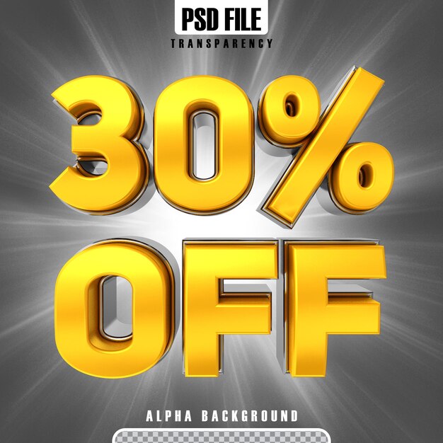 Banner di rendering 3d testo oro 30