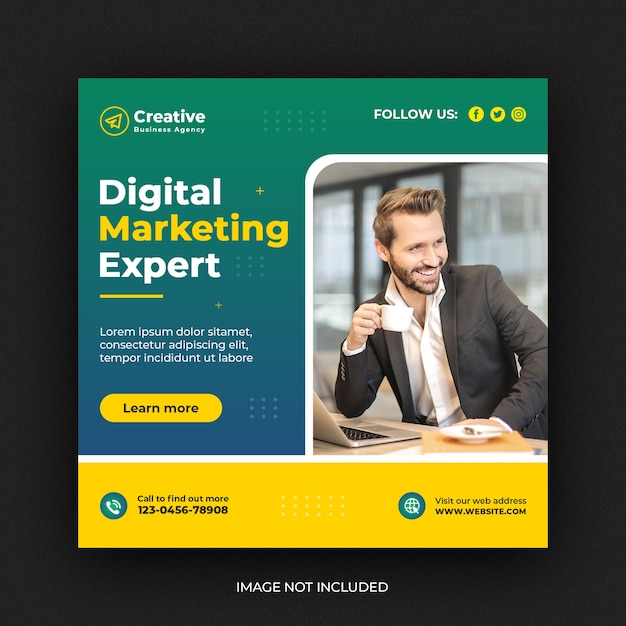 Banner di social media di marketing aziendale creativo digitale o modello di volantino quadrato
