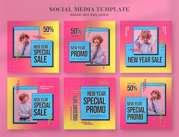 Banner di social media di vendita di Capodanno 2022 e modello di post di instagram