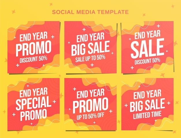 Banner di social media di vendita di fine anno e modello di post di instagram