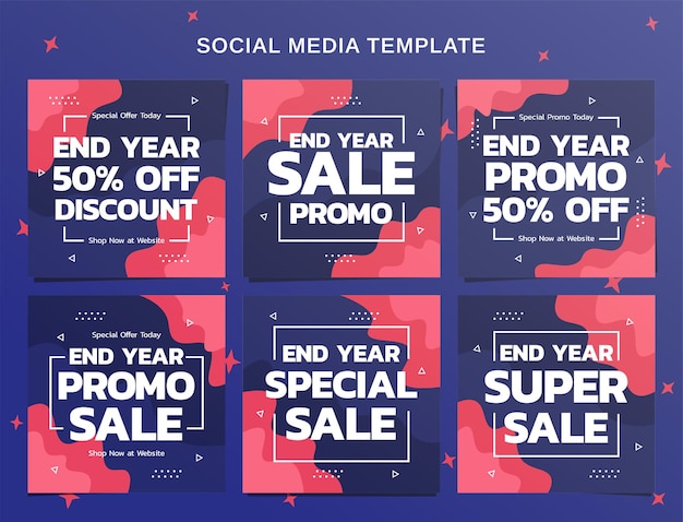Banner di social media di vendita di fine anno e modello di post di instagram