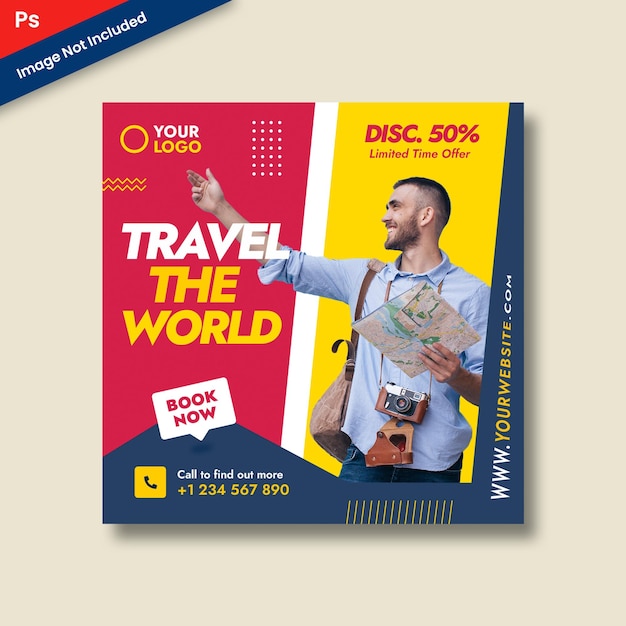 Banner di social media di viaggio