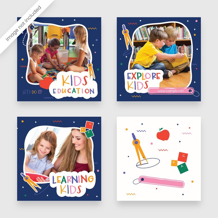 PSD banner di social media per l'istruzione scolastica per bambini