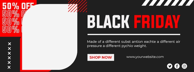 PSD banner di vendita del black friday con offerta di sconto