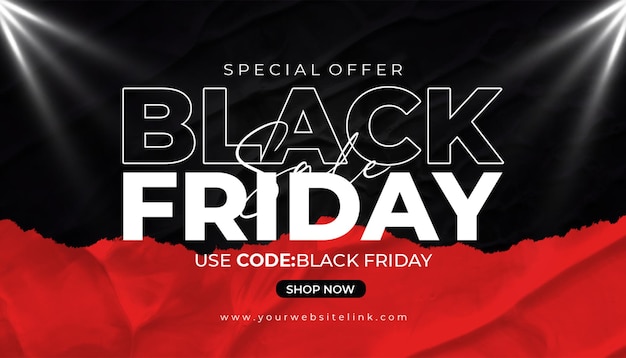 Banner di vendita del Black Friday su sfondo di carta incollata
