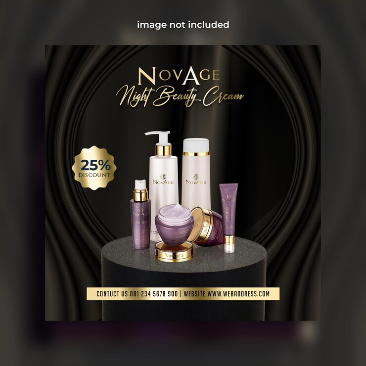 Banner di vendita di prodotti cosmetici di bellezza di lusso per social media e post di instagram
