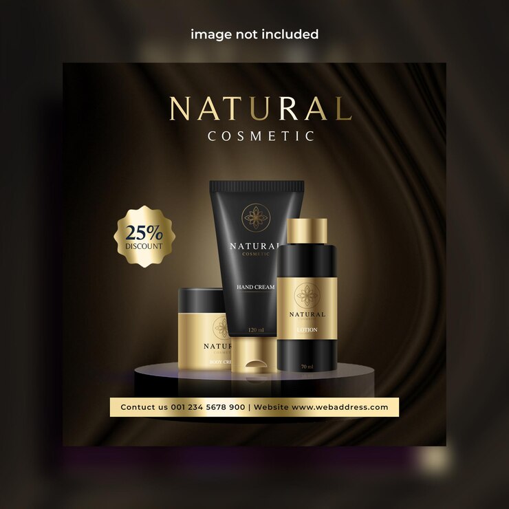 Banner di vendita di prodotti cosmetici di bellezza di lusso per social media e post di instagram