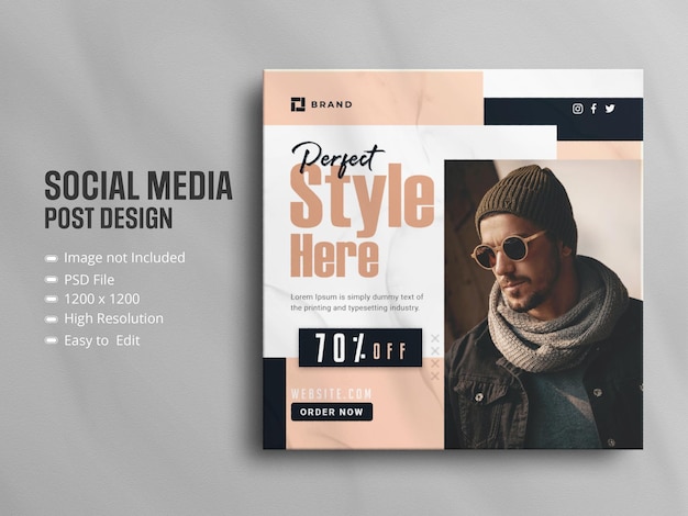 Banner di vendita di social media quadrato di vendita di moda