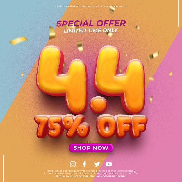 Banner di vendita flash PSD 44 per la promozione sui social media