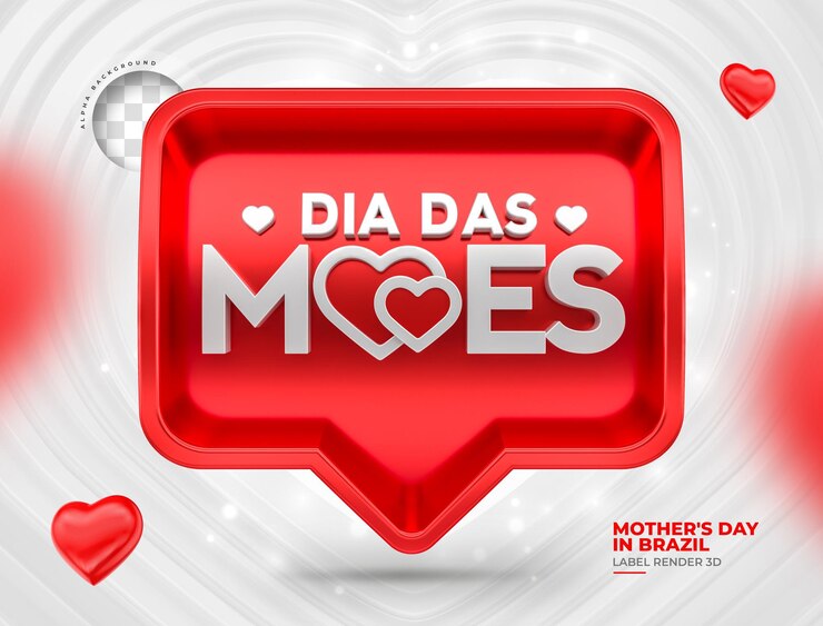 PSD banner dia das mães no brasil 3d render caixa realista